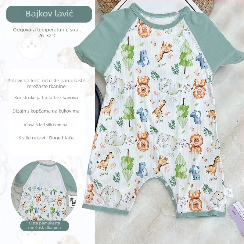 Dječja spavaća vreća - tanak ljetni model, tkanina poliester + elastan, punilo od pamuka, otisak, za dob 1–3 godine (80–100 cm)