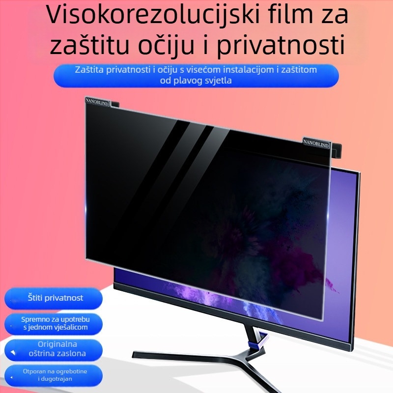 Privatnost zaslona za računalo s visećim nosačem – Anti-Peep, filtar plave svjetlosti, za stolno i prijenosno računalo