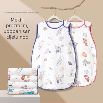 Soft Yun Djetiji spavaći vreć od bambusovih vlakana, ljetna lagana verzija, zaštita trbuha, bez rukava, crtić dizajn, ispod 1 Jin