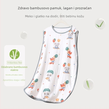 Soft Yun Djetiji spavaći vreć od bambusovih vlakana, ljetna lagana verzija, zaštita trbuha, bez rukava, crtić dizajn, ispod 1 Jin