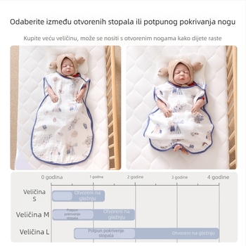 Soft Yun Djetiji spavaći vreć od bambusovih vlakana, ljetna lagana verzija, zaštita trbuha, bez rukava, crtić dizajn, ispod 1 Jin