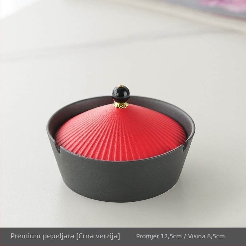 Keramički pepeljara s poklopcem, retro moderni stil, pogodan za dom i ured (Materijal: keramika; Stil: moderna umjetnost; Težina: 800 g; Ispis logotipa: dostupan; Kvaliteta: prvoklasna)