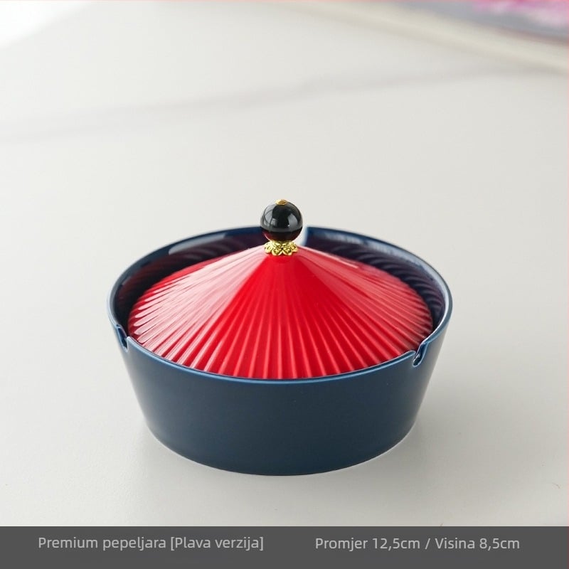 Keramički pepeljara s poklopcem, retro moderni stil, pogodan za dom i ured (Materijal: keramika; Stil: moderna umjetnost; Težina: 800 g; Ispis logotipa: dostupan; Kvaliteta: prvoklasna)