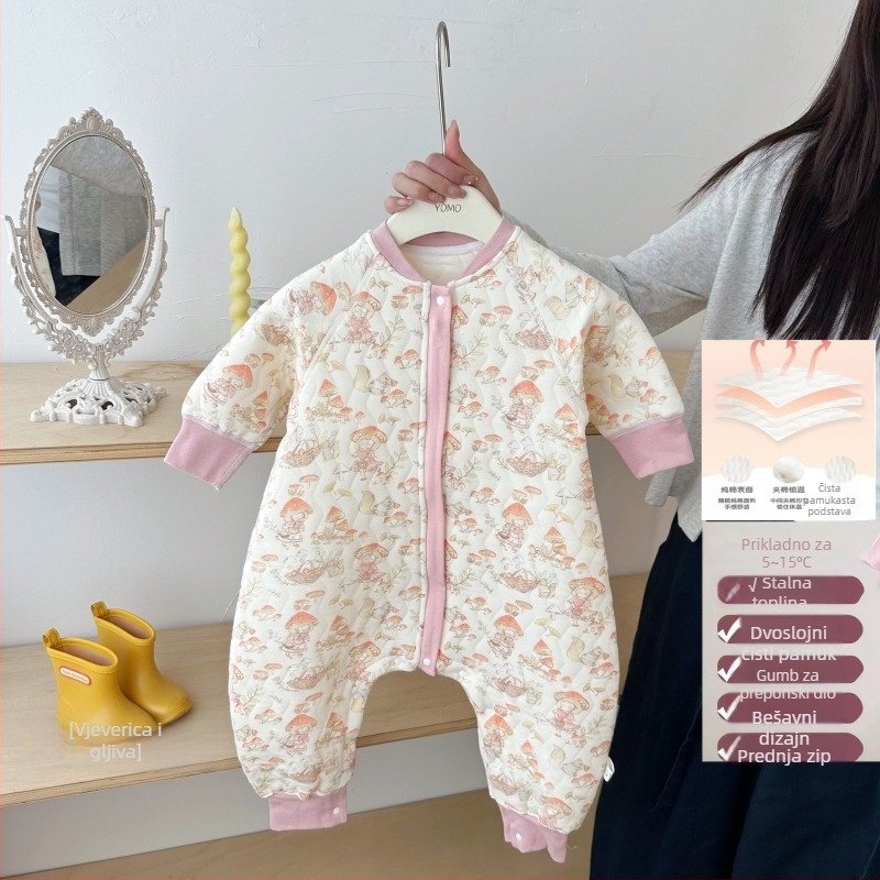 Spavaća vreća za bebe i malu djecu, zimska, debela, s odvojivim rukavima, nylon zatvaračem, vanjska i unutarnja tkanina 100% pamuk