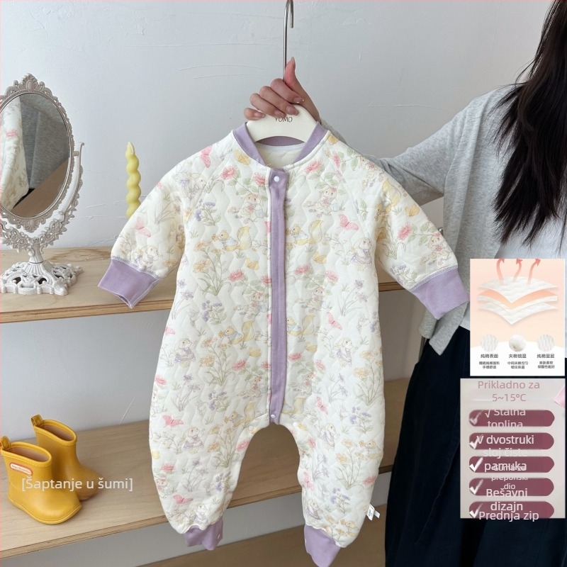Spavaća vreća za bebe i malu djecu, zimska, debela, s odvojivim rukavima, nylon zatvaračem, vanjska i unutarnja tkanina 100% pamuk