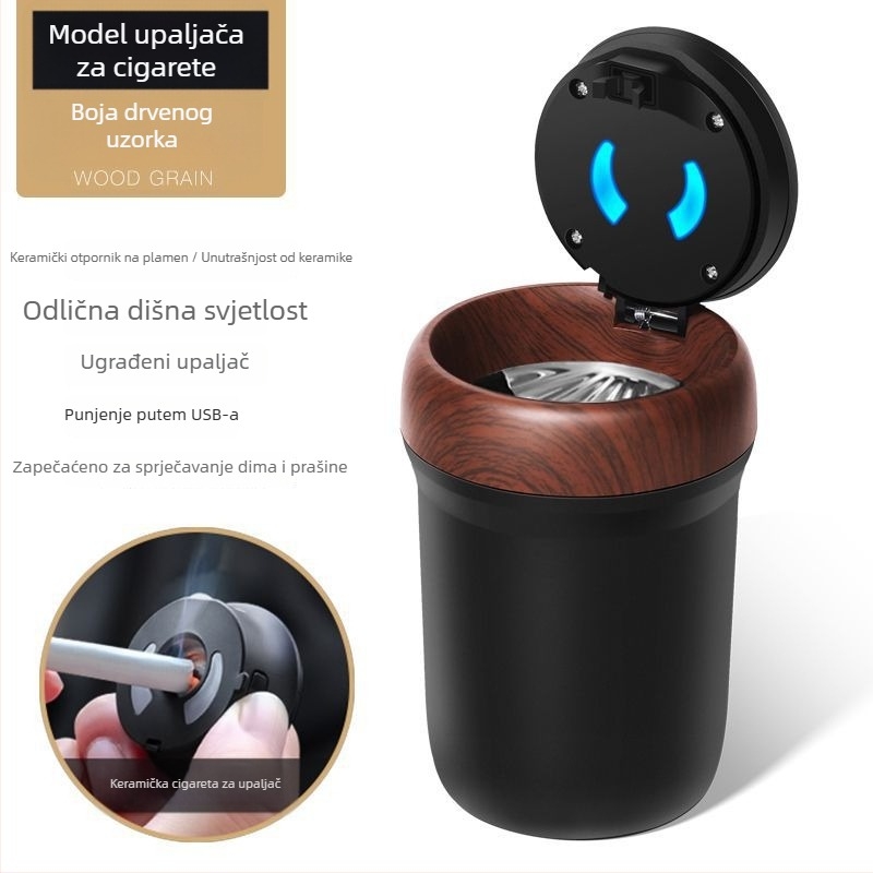 Auto pepeljara s poklopcem za cigarete, unutarnji dodatak s kreativnim dizajnom, neprilagodljiv, Šifra proizvoda 1hz96119088723, Pogodno za korporativne darove