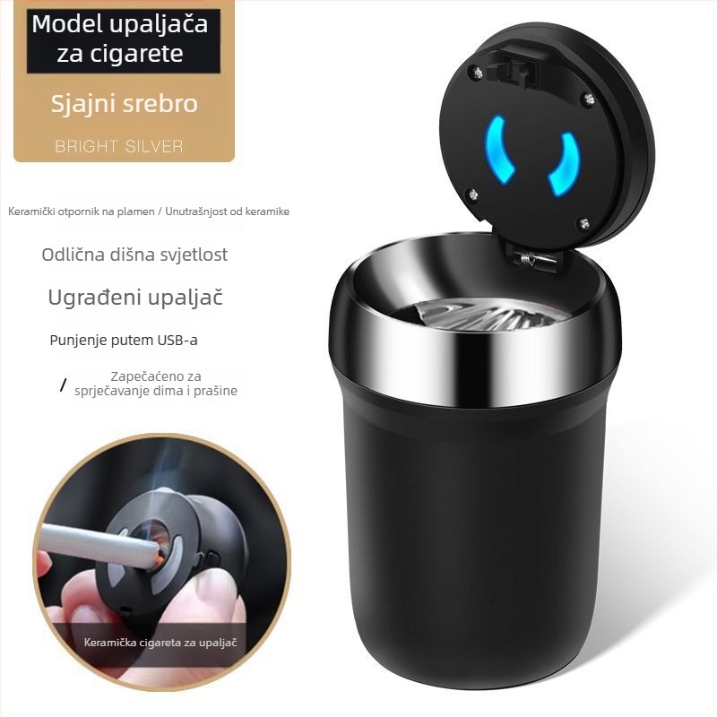 Auto pepeljara s poklopcem za cigarete, unutarnji dodatak s kreativnim dizajnom, neprilagodljiv, Šifra proizvoda 1hz96119088723, Pogodno za korporativne darove