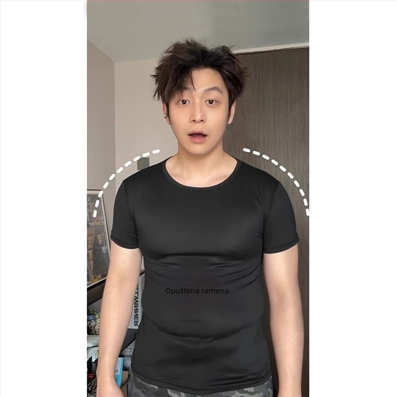 Muški pamuk T‑shirt, uski kroj, kratke rukave, ljeto, 100% pamuk