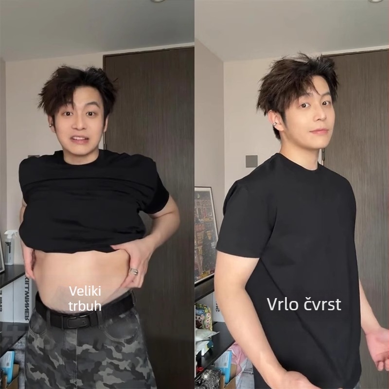 Muški pamuk T‑shirt, uski kroj, kratke rukave, ljeto, 100% pamuk