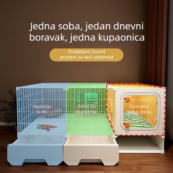 Plastični unutarnji kavez za zečeve s toaletom, pogodan za zečeve i guinejske prasce