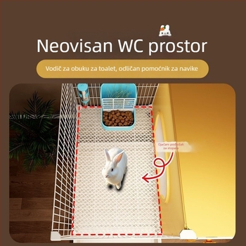 Plastični unutarnji kavez za zečeve s toaletom, pogodan za zečeve i guinejske prasce