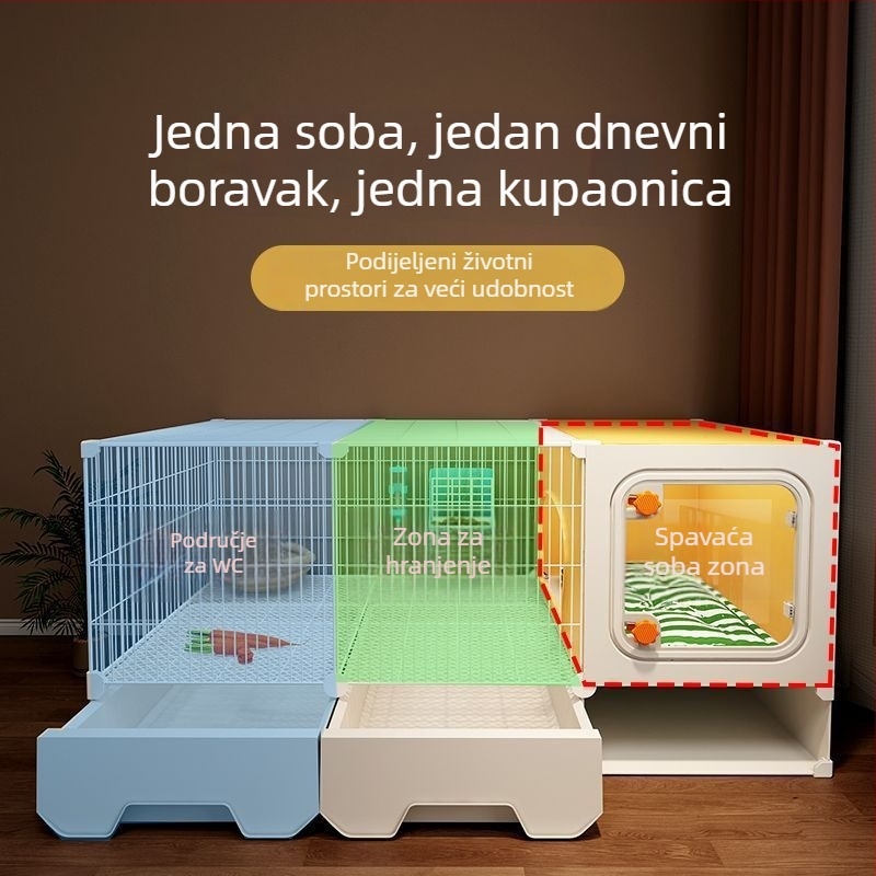 Plastični unutarnji kavez za zečeve s toaletom, pogodan za zečeve i guinejske prasce