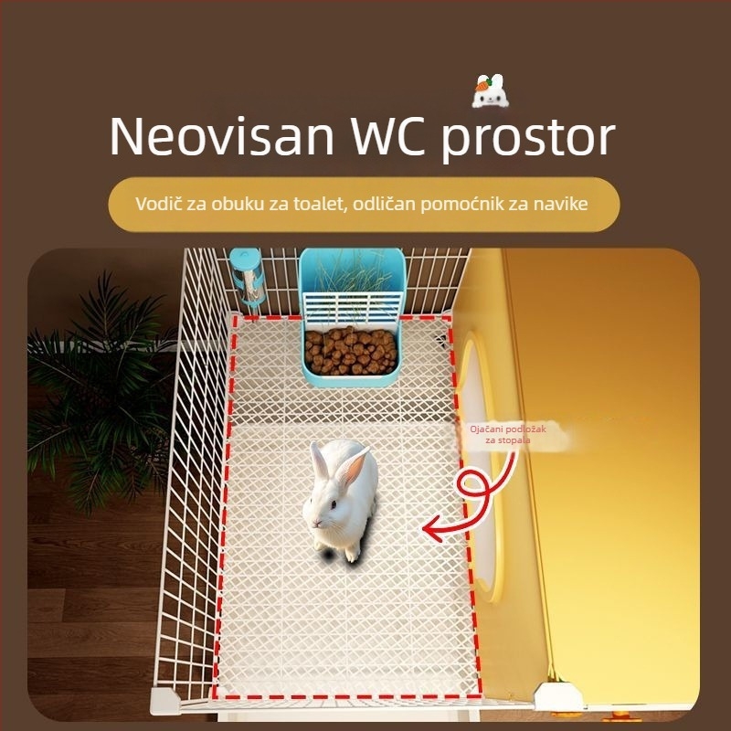 Plastični unutarnji kavez za zečeve s toaletom, pogodan za zečeve i guinejske prasce