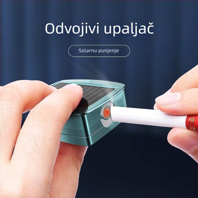 Keramički auto pepeljak sa solarnim napajanjem, visi dizajn, s upaljačem i svjetlećim keramičkim unutarnjim dijelom — Model 924, Marka Perfect Music; Materijal: keramika; Postup graviranja; Dvostruka upotreba za kuću i automobil