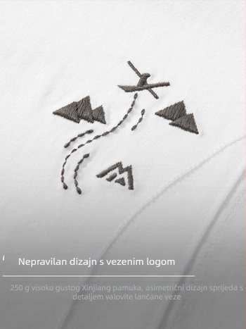 Muška T‑majica s vezom, 100% pamuk, okrugli izrez, kratki rukavi s spuštenim ramenima, slobodan kroj