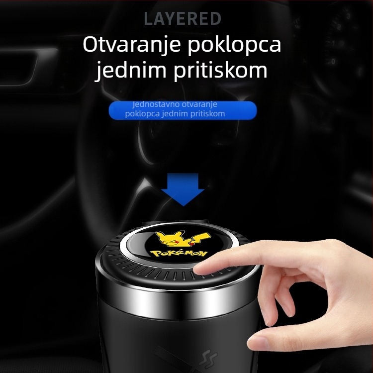 Automobilska pepeljara, 202 nehrđajući čelik, brusni završetak, model opće namjene, težina 0.35, spremna za privatnu oznaku