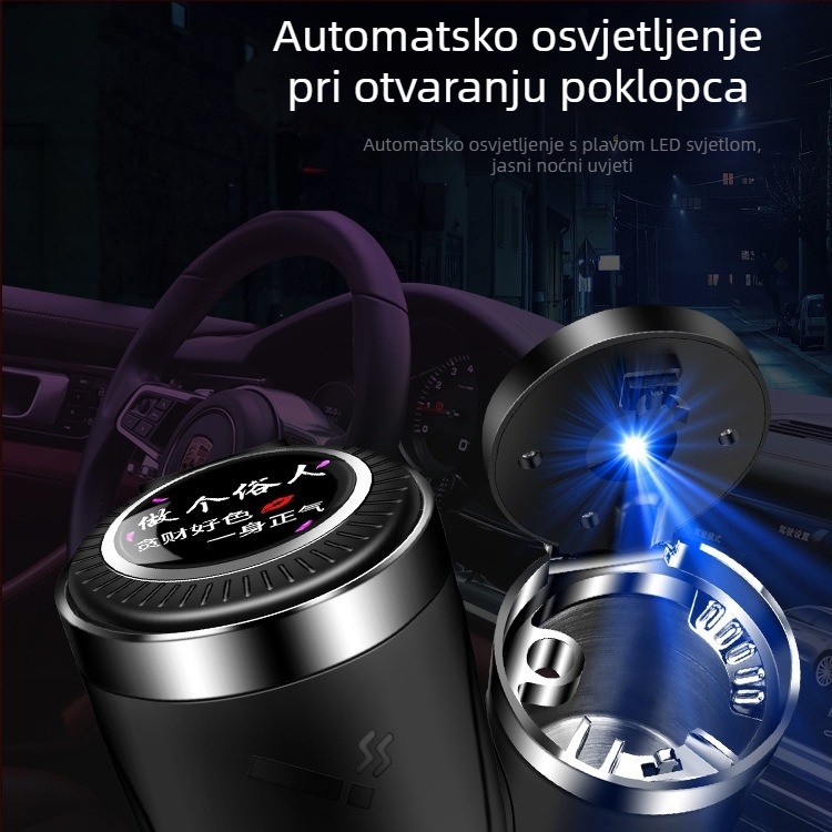 Automobilska pepeljara, 202 nehrđajući čelik, brusni završetak, model opće namjene, težina 0.35, spremna za privatnu oznaku