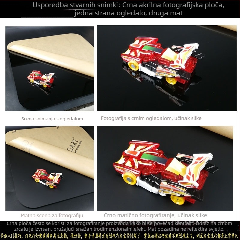 Akrilni pozadinski ploč s jedne strane ogledalom i mat završnim slojem za fotografiranje proizvoda; prilagodljive opcije