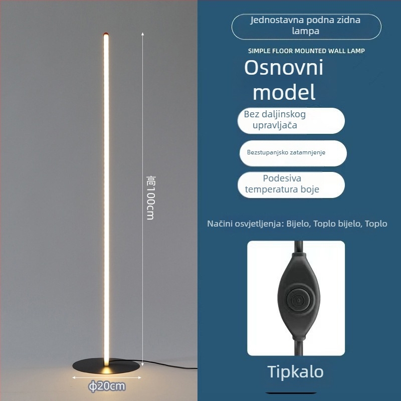 LED podna svjetiljka, skandinavski minimalistički stil, za dnevni boravak i spavaću sobu, dekorativno kutno svjetlo s daljinskim upravljačem