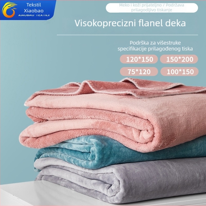 Flanel deka, jednobojna, poliester vlakno, težina ispod 300 g, pogodna za četiri sezone, prilagodljiva obrada