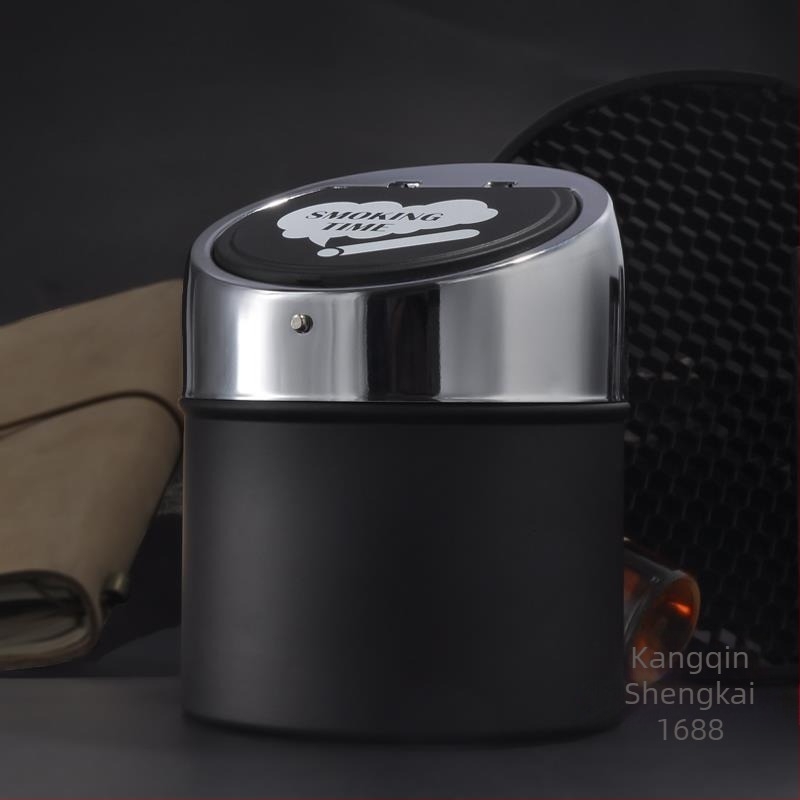Pepeljara od nehrđajućeg čelika s poklopcem – za automobil, dom i ured; mogućnost prilagodbe; težina 1,0 kg.