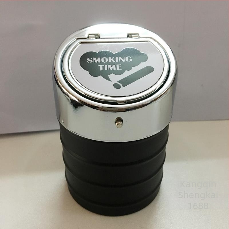 Pepeljara od nehrđajućeg čelika s poklopcem – za automobil, dom i ured; mogućnost prilagodbe; težina 1,0 kg.
