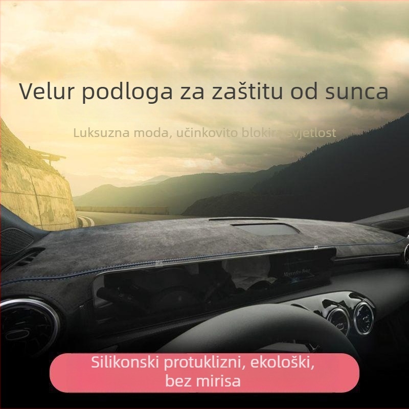 Mat za zaštitu od sunca za ploču automobila i središnju konzolu, s teksturom nubuka i toplinskom izolacijom
