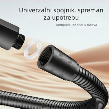 Tuš cijev od nehrđajućeg čelika, zidni montiranje, mosazni spojnik, maksimalna temperatura 80°C, nazivni tlak 1 MPa