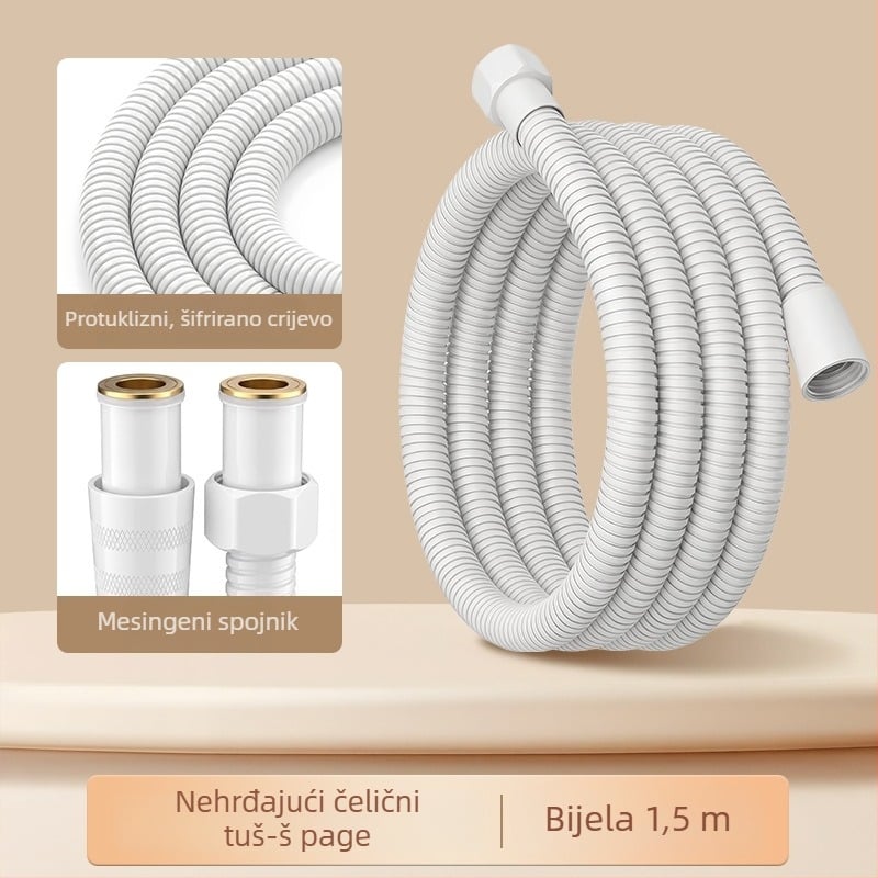 Tuš cijev od nehrđajućeg čelika, zidni montiranje, mosazni spojnik, maksimalna temperatura 80°C, nazivni tlak 1 MPa