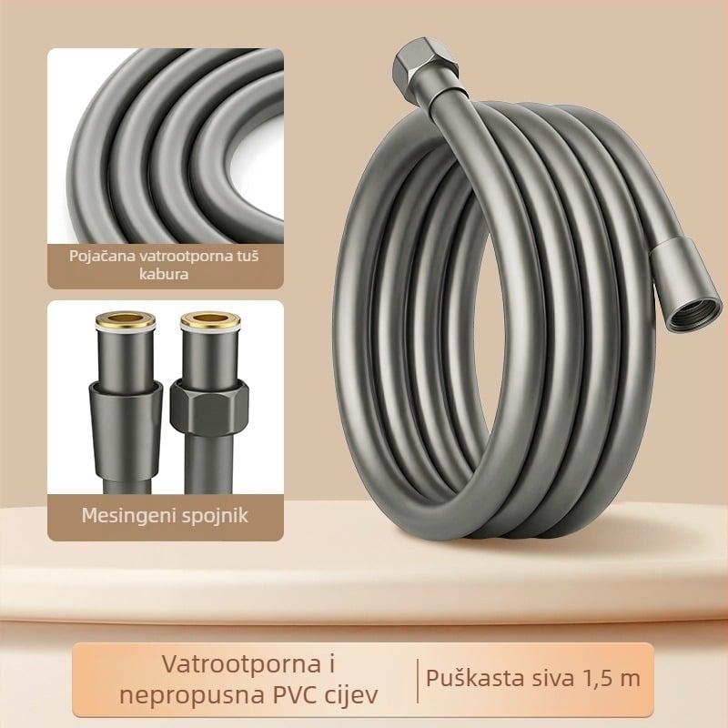 Tuš cijev od nehrđajućeg čelika, zidni montiranje, mosazni spojnik, maksimalna temperatura 80°C, nazivni tlak 1 MPa