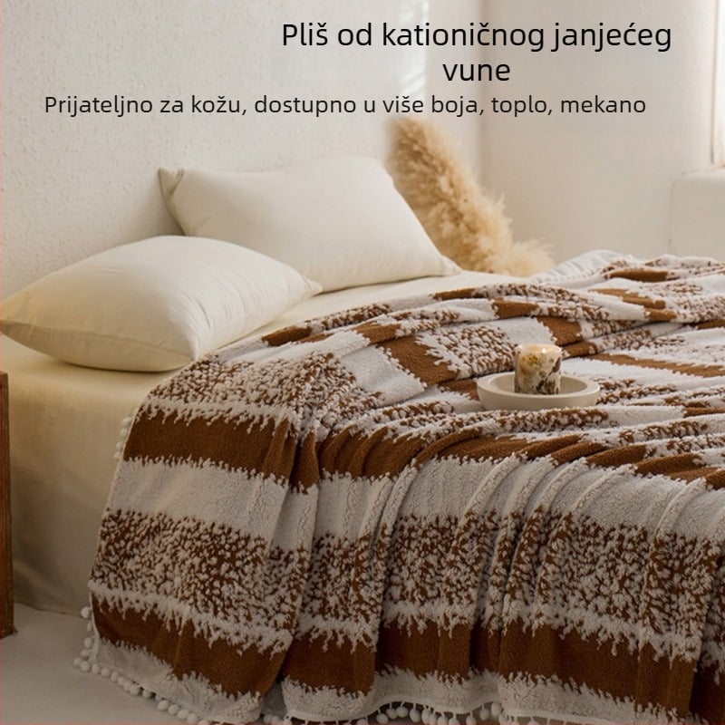 Japanski stil vuneno-kašmirska deka, zimska toplina, poliester tkanina, 200 g težina