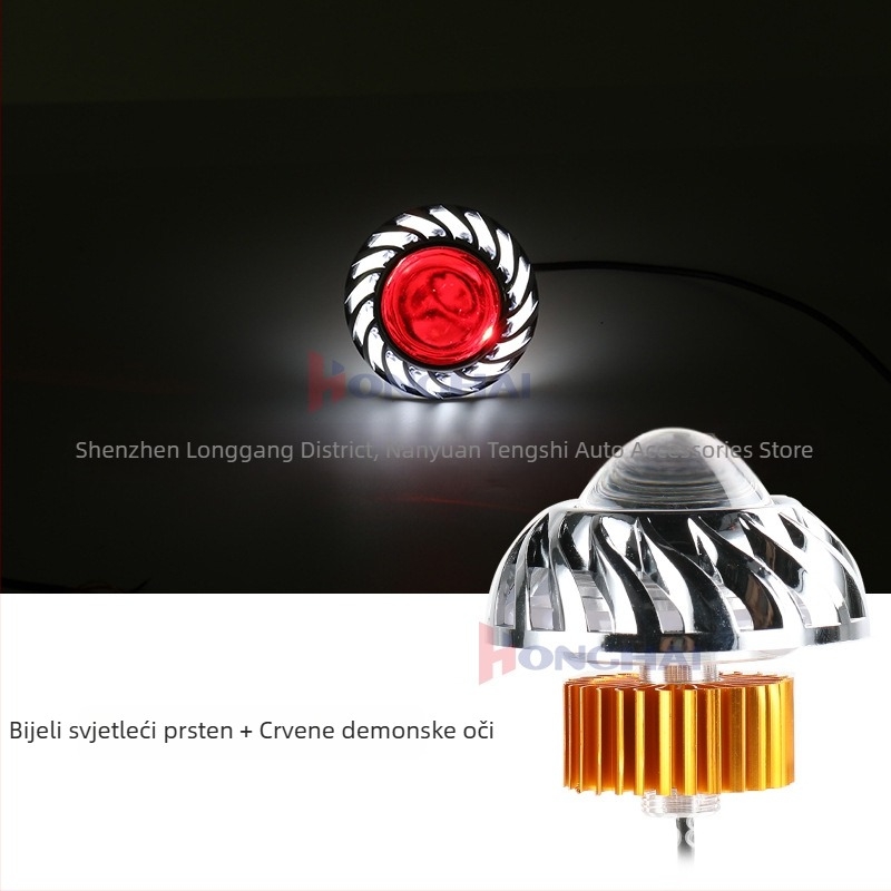 Ugrađeni motocikl svjetlo prednje svjetlo s anđeoskim i demonskim očima LED prstenovima, SMD LED, 12V, 11W, 1100LM, IP20