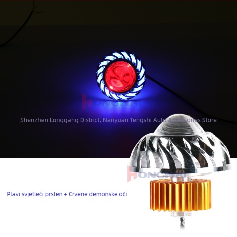 Ugrađeni motocikl svjetlo prednje svjetlo s anđeoskim i demonskim očima LED prstenovima, SMD LED, 12V, 11W, 1100LM, IP20