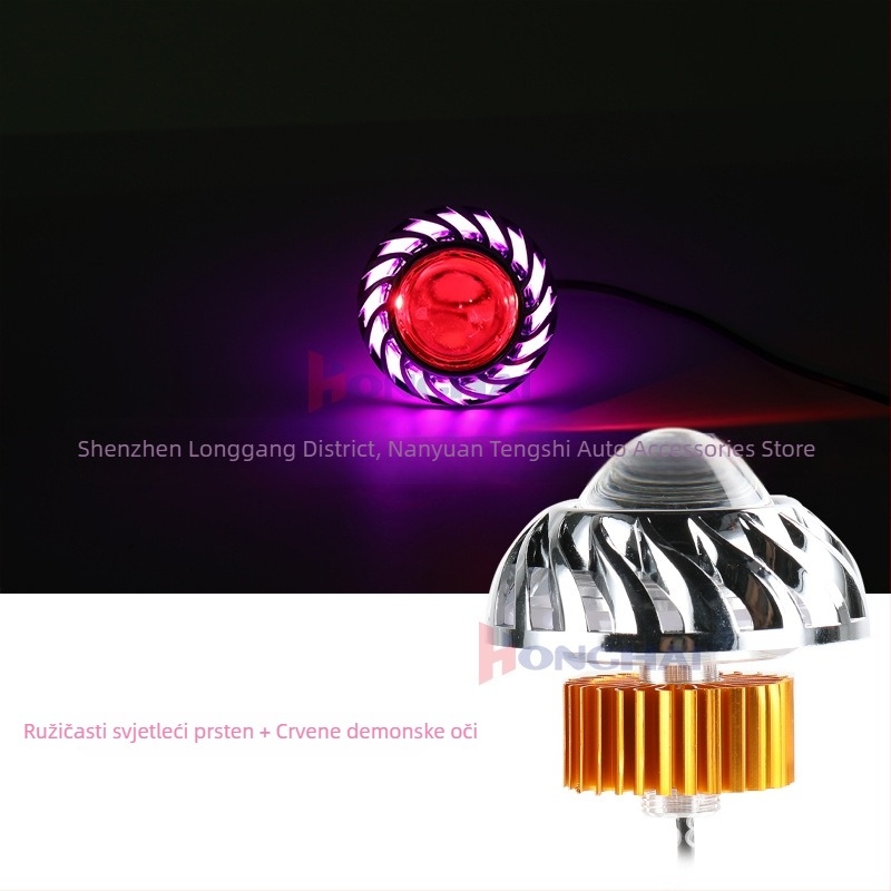 Ugrađeni motocikl svjetlo prednje svjetlo s anđeoskim i demonskim očima LED prstenovima, SMD LED, 12V, 11W, 1100LM, IP20