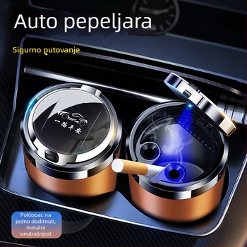 Automobilski pepiljak od smole, Model 052, LED noćno svjetlo, poklopac s gumbom, višenamjenski