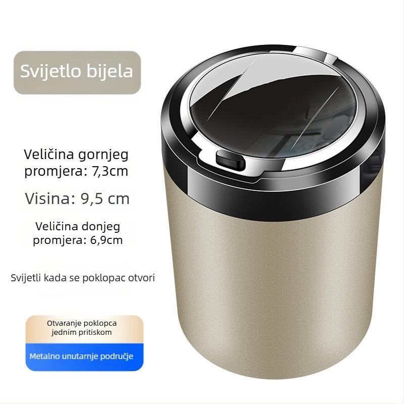 Automobilski pepiljak od smole, Model 052, LED noćno svjetlo, poklopac s gumbom, višenamjenski
