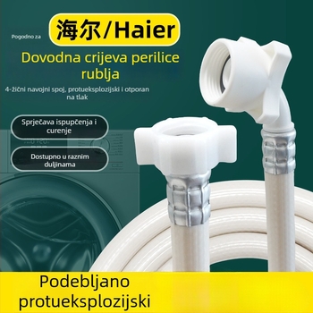 Ulazna cijev za Haier perilicu rublja – Univerzalna, mesing jezgro, plastični konektor, 2 bara, 4-dijelna mekana produžna cijev