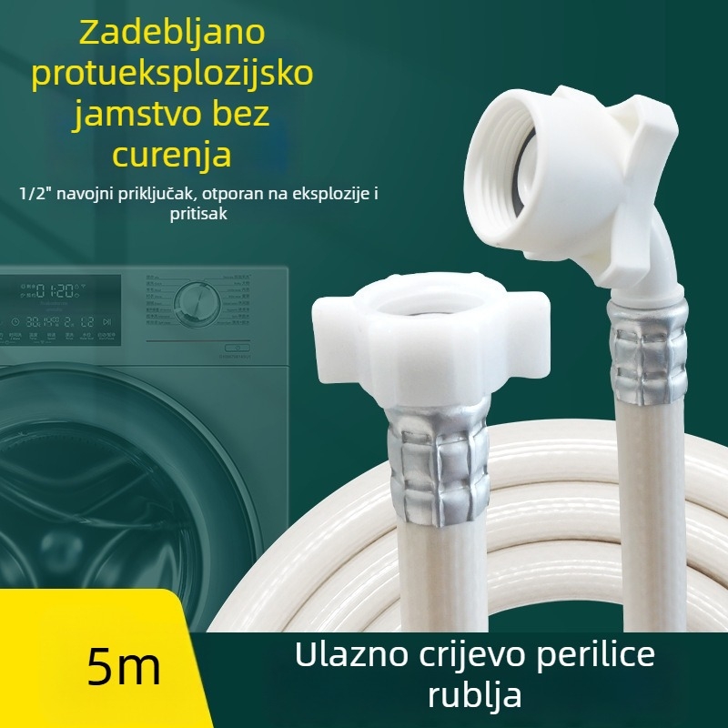 Ulazna cijev za Haier perilicu rublja – Univerzalna, mesing jezgro, plastični konektor, 2 bara, 4-dijelna mekana produžna cijev