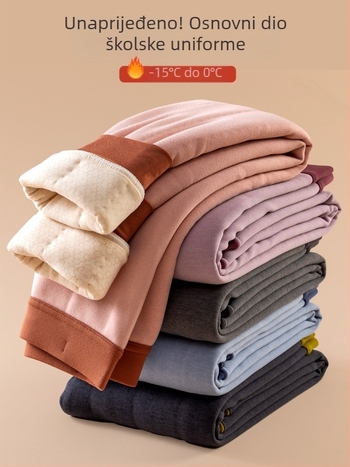 Dječje termalne tajice, mješavina vune, 10% vune, dvostrani flis, jesen-zima, srednji porast struka, Unisex, 8+ godina