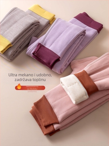 Dječje termalne tajice, mješavina vune, 10% vune, dvostrani flis, jesen-zima, srednji porast struka, Unisex, 8+ godina