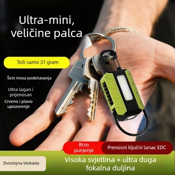 LED svjetiljka za ključeve — punjiva, ultra jaka, magnetska, mini vanjska svjetiljka za kampiranje, 400 mAh baterija