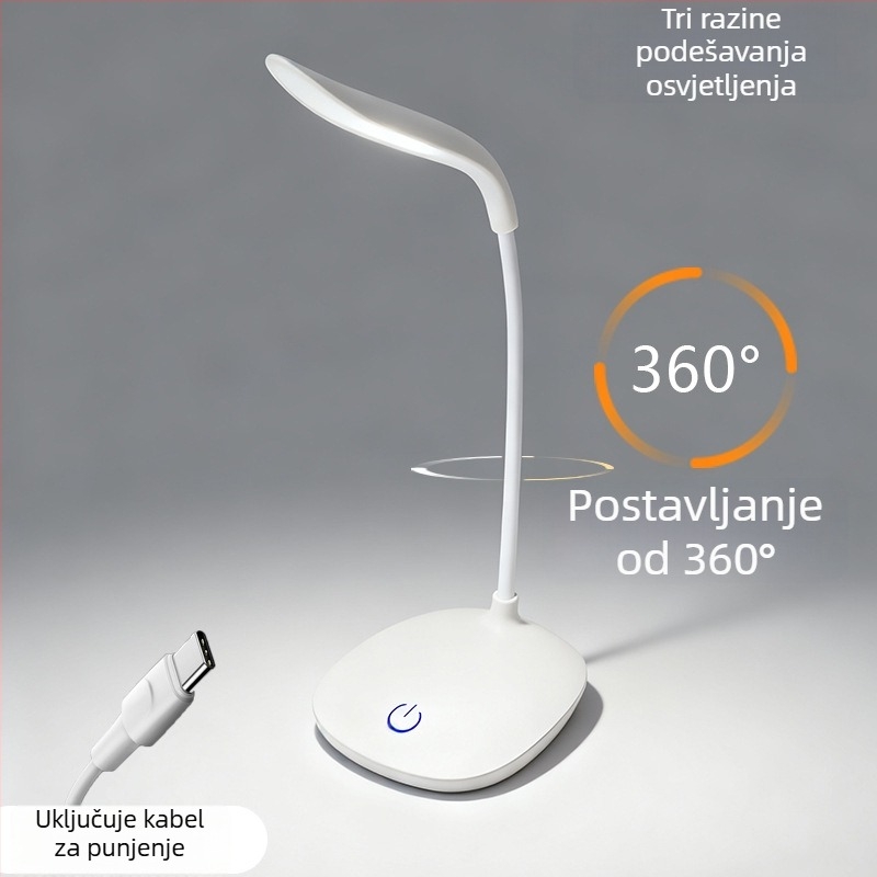 LED stolna lampica s zaštitom vida – punjiva noćna svjetiljka, dodirno upravljanje, 5W, CRI≥90, plastično sjenilo