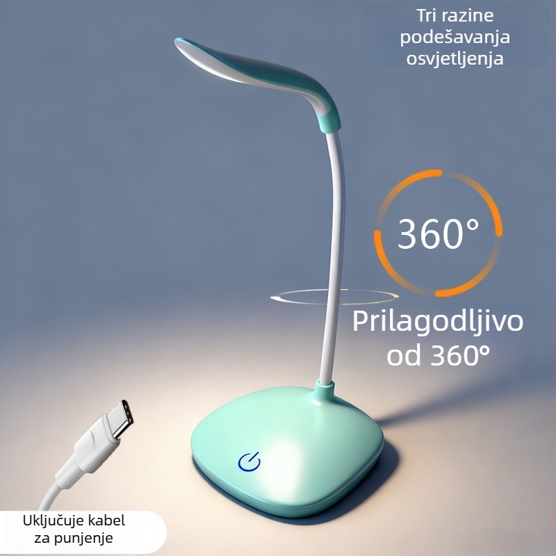 LED stolna lampica s zaštitom vida – punjiva noćna svjetiljka, dodirno upravljanje, 5W, CRI≥90, plastično sjenilo
