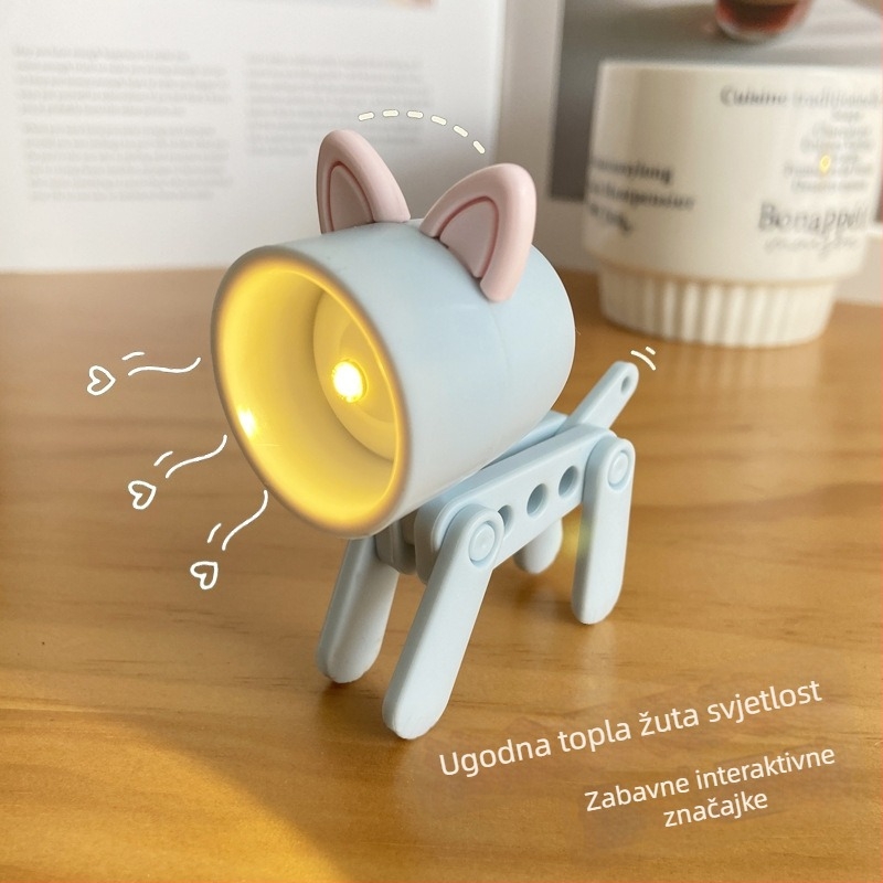 Ambijentalna lampa u obliku životinje sa držačem za telefon, napajanje baterijama 4,5V (3×LR41), ABS sjenilo, gumbni prekidač, noćno svjetlo