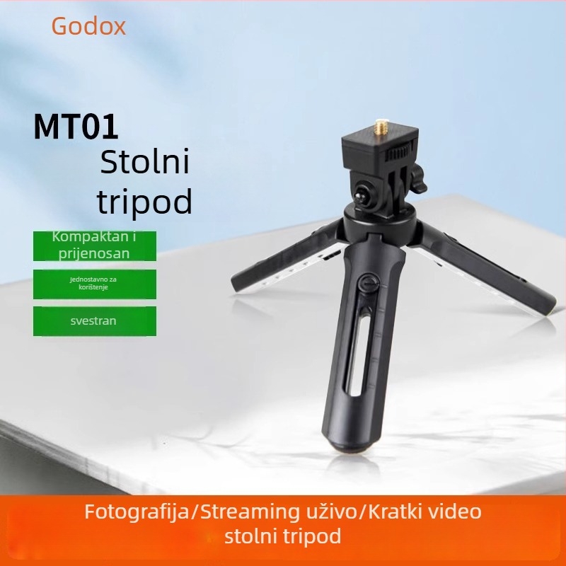 Godox MT01 Mini stativ za fotografiju s LED videom i bljeskalicom, kompatibilan s DSLR i bezzrcnim kamerama