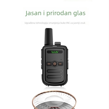 Dvosmjerna radijska postaja – potpuno uređaj, 400–480 MHz, 5 W, 16 kanala, do 3 km dometa, baterija 2800 mAh