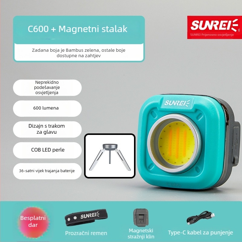LED kamp lampica snažnim magnetskim držačem, 6W, 1200mAh punjiva, prijenosno vanjsko svjetlo