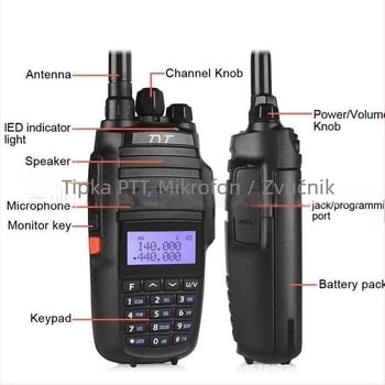 Walkie-Talkie TYT UV8000D | Dual-band, Ručno za vanjsku upotrebu, Visoka snaga, 258 kanala, 3600mAh baterija