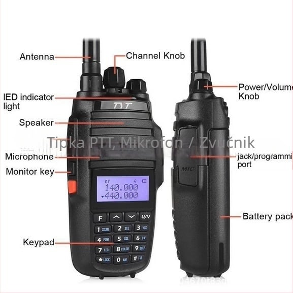 Walkie-Talkie TYT UV8000D | Dual-band, Ručno za vanjsku upotrebu, Visoka snaga, 258 kanala, 3600mAh baterija