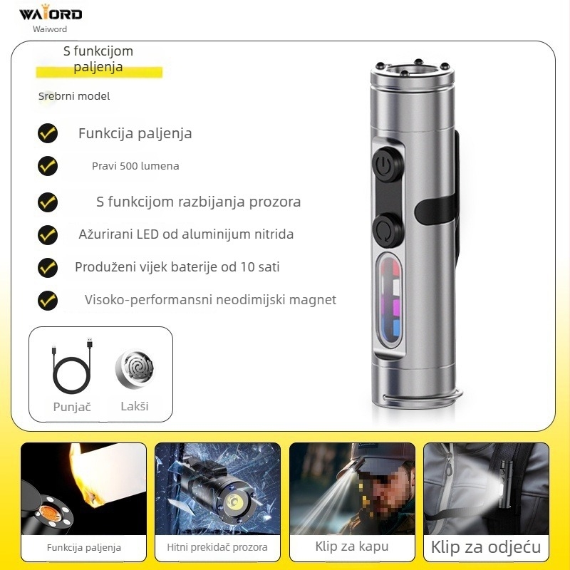 Punjavajuća LED baterijska svjetiljka za ključni lanac s Waiord LED čipom, magnetsko vanjsko svjetlo za automobil